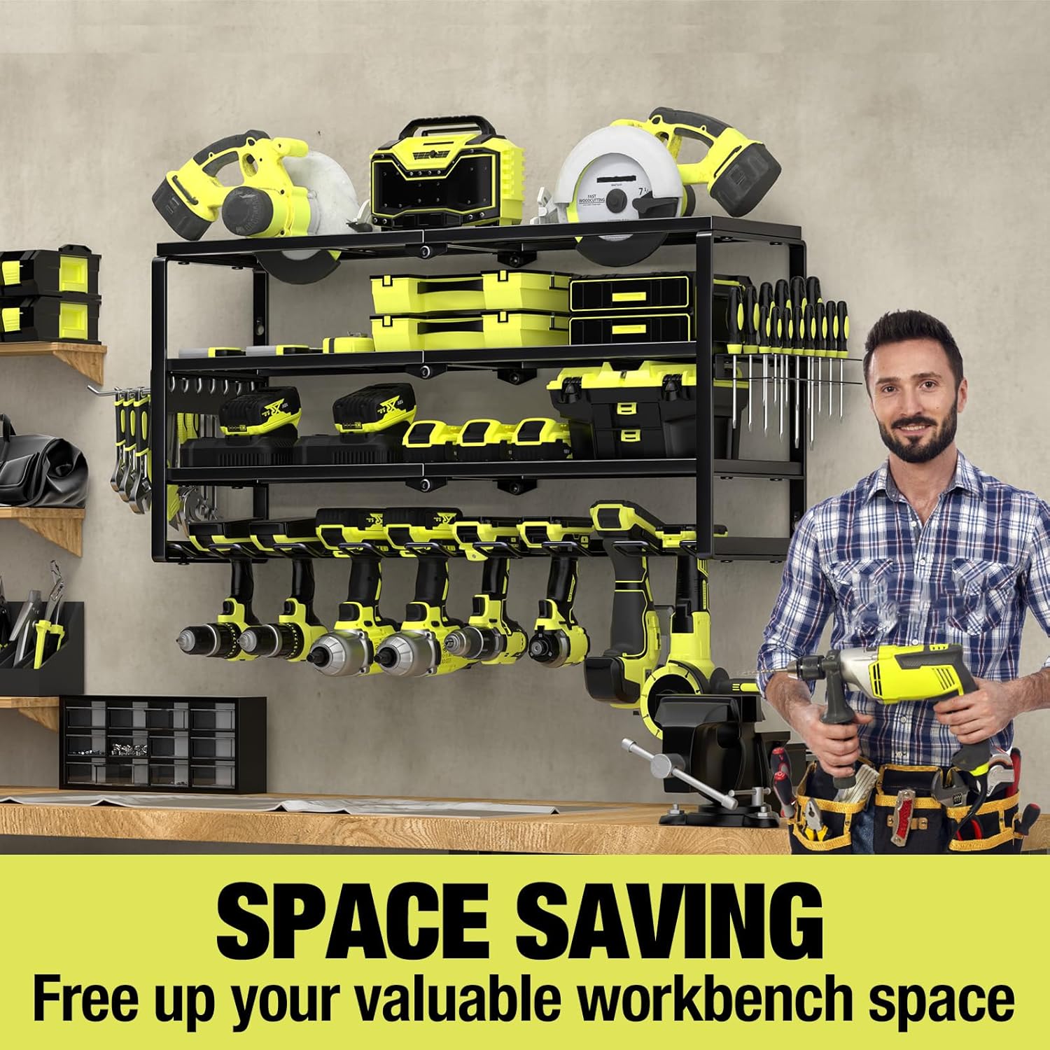 4 Layer Wall Mount Power Tool  - Power Tools Rack 评论和价格